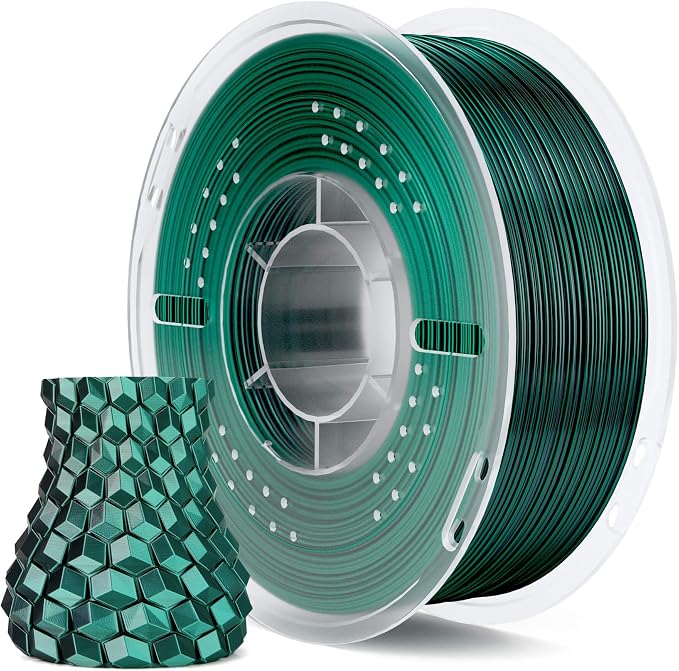 ELEGOO Silk PLA Filament 1.75mm Dual Color Black Green 1KG, Shiny 3D Printer by ELEGOO