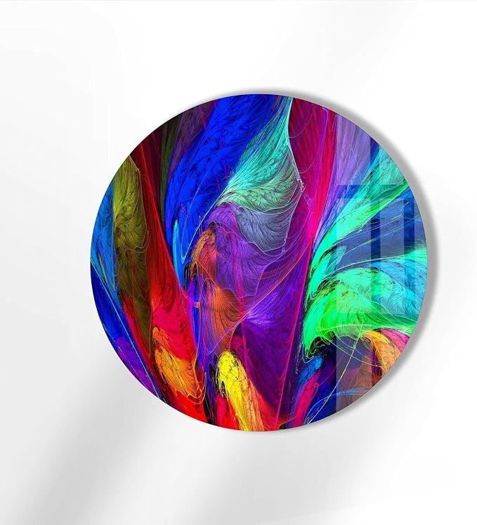 My Photostation.com 31.5'' Diameter Neon Colors Abstract Round Glass Wall Art - Image 2