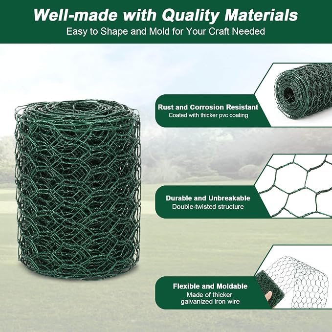 4 × 236 in Floral Wire Netting, Galvanized Coated Chicken Mesh Netting - Image 4
