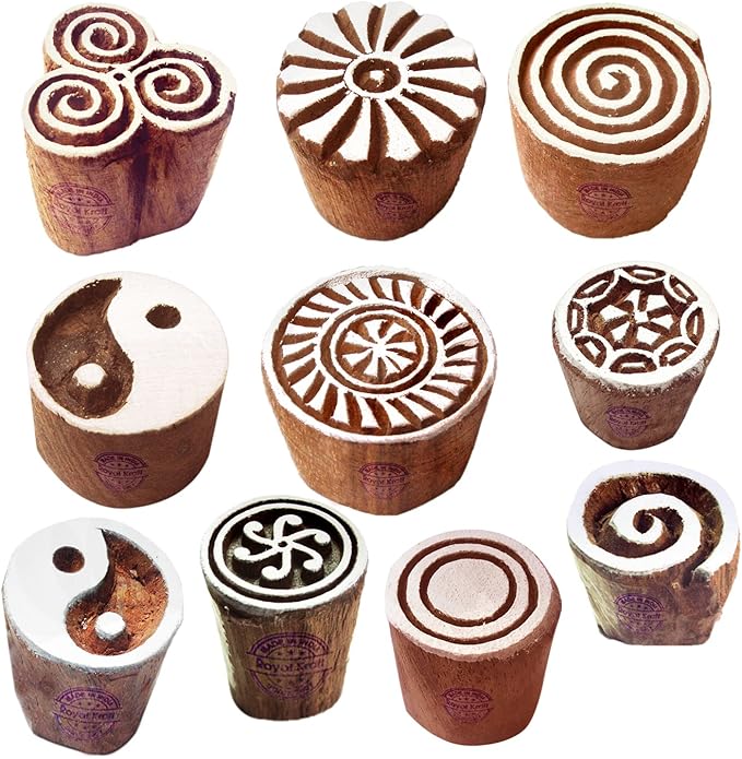 Textile Wood Blocks Original Small Round Shape Printing Stamps Htag2152 by RoyalKraft