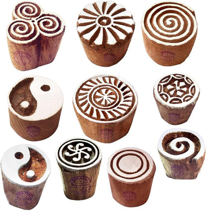 Textile Wood Blocks Original Small Round Shape Printing Stamps Htag2152 by RoyalKraft
