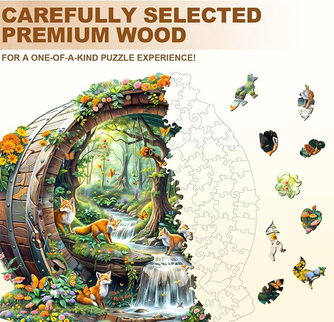 Wooden Puzzles for Adults, Fox Wooden Jigsaw Puzzle for Adults, Birthday Party - Image 2