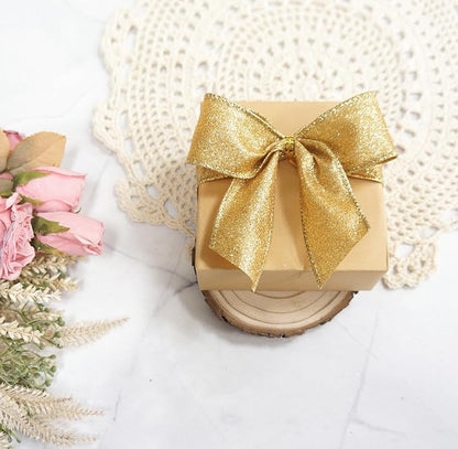 CT CRAFT LLC Glitter Wired Ribbon 1.5" x 10 Yards Yellow Gold - Image 5