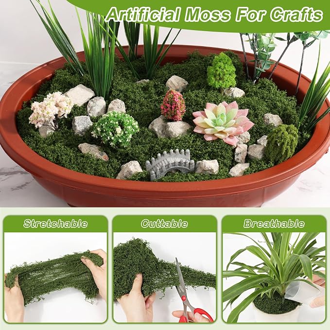 Jollidecor Fake Moss for Crafts, 14.1 OZ Artificial Moss for Plants Indoor - Image 4