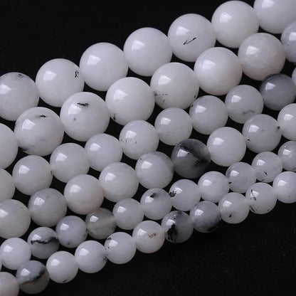 48PCS 8MM Black Rutilated Quartz Stone Beads Energy Healing Beads by JIANJING