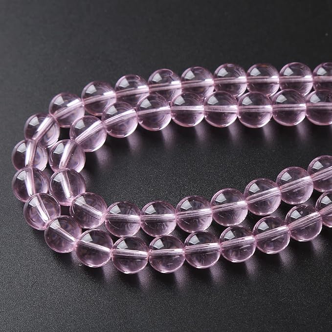 6mm 60pcs Smooth Rose Pink Glass Beads Quartz Crystal Round Loose Beads - Image 4