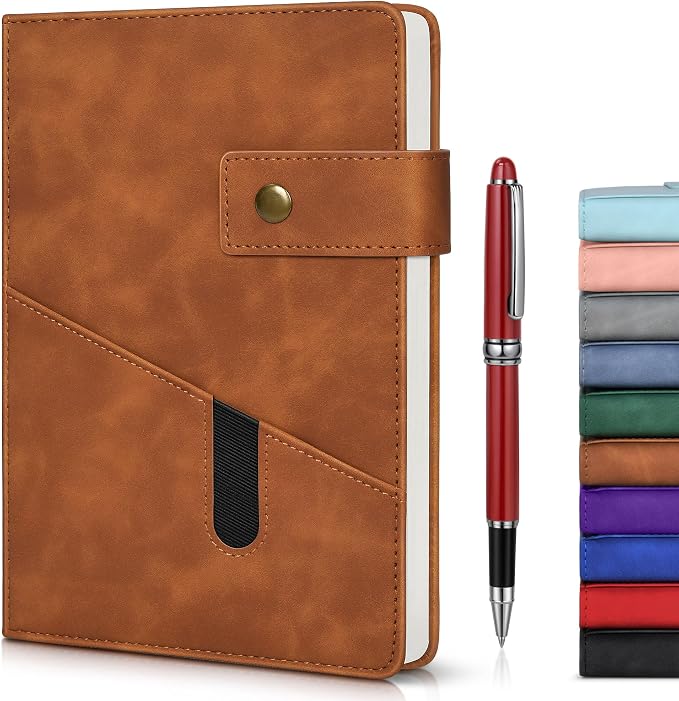 Brown A5 Lined Leather Journal Notebook by vfaejll