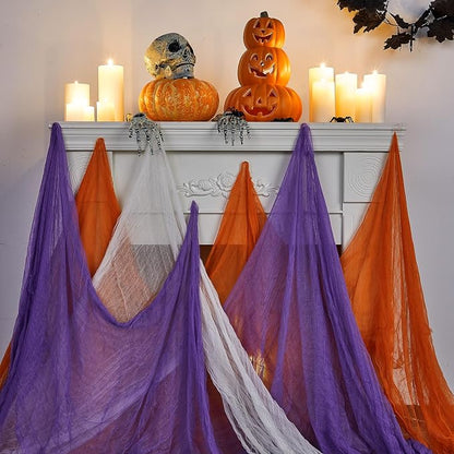Boao Halloween Cheese cloth 84.65 x 590.55 Inch White Orange and Purple - Image 5