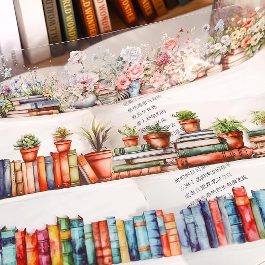 6 Rolls PET Washi Tape Set, Reading Themed Scrapbook Tape Stickers - Image 5