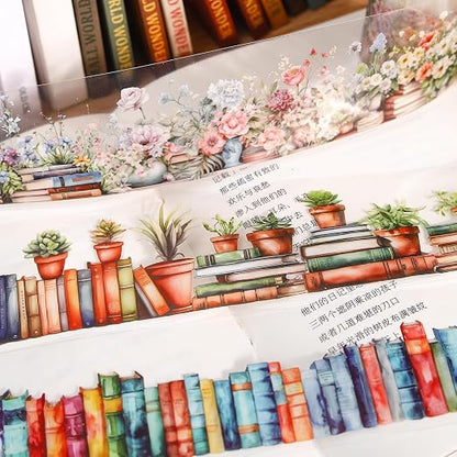 6 Rolls PET Washi Tape Set, Reading Themed Scrapbook Tape Stickers - Image 5
