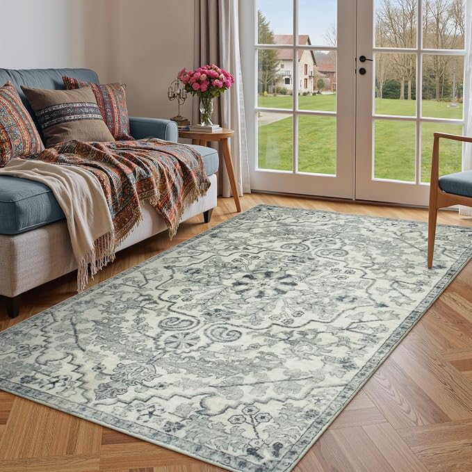 Lahome Area Rug 4x6 Bohemian Vintage Washable Boho Rugs by Lahome