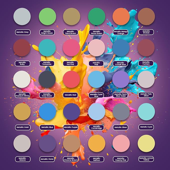 Acrylic Pouring Paint Set | 30 Vibrant Colors Including An Array Of Metallic - Image 3