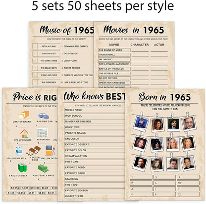 QUPT 60th Birthday Party Games, Born in 1965 Games Bundle, Birthday Party - Image 4
