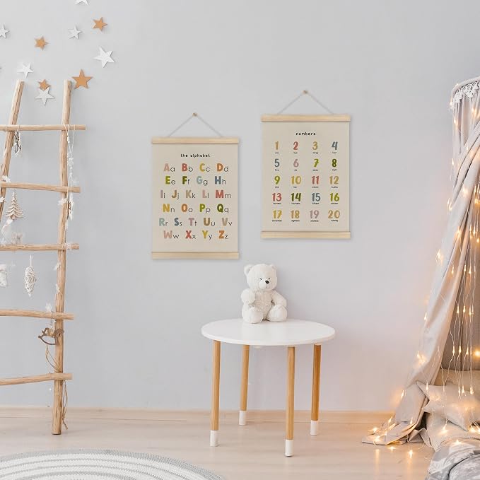 HRQKO Alphabet Numbers Poster Hanger Frame Set of 2, Nursery Wall Decor - Image 4