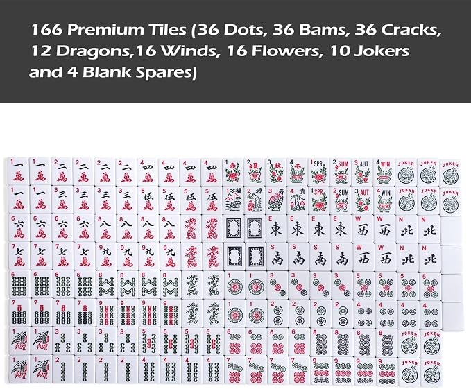 American Mahjong Game Set, 166 Quality White Tiles, 4 All-in-One Color - Image 8