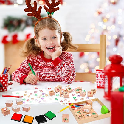 Christmas Stamps Set, Wooden Rubber Stamp - Image 2