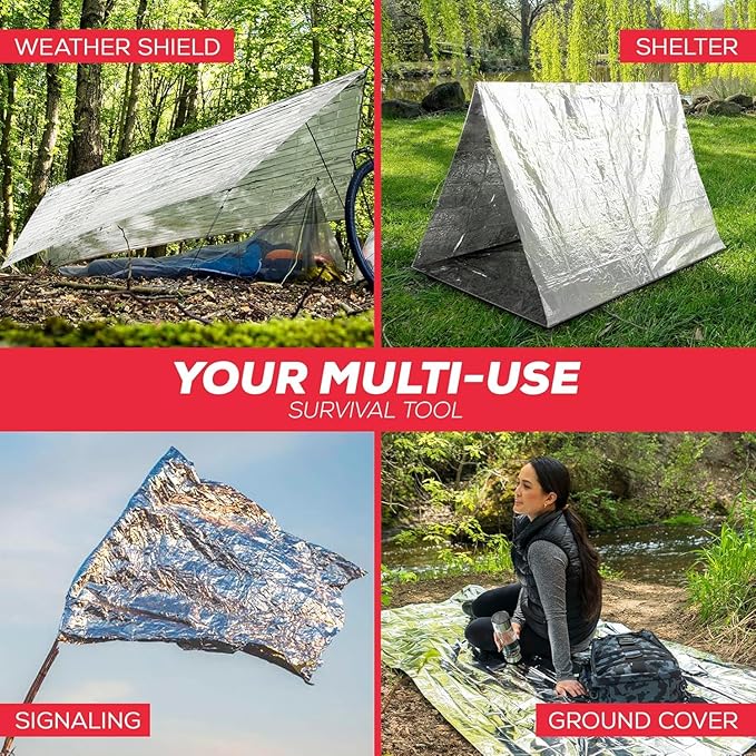 Emergency Blankets for Survival Gear and Equipment x6, Space Blanket, Mylar - Image 5