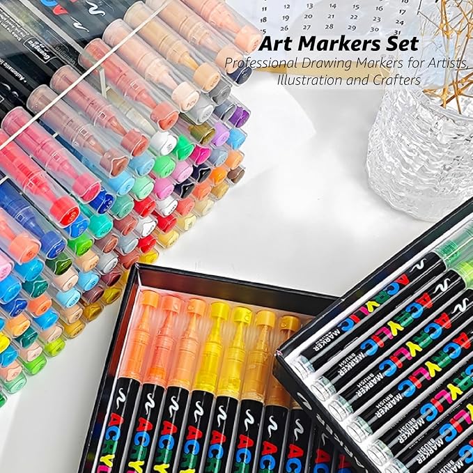 36 Colors No bleeding Non-Toxic Multi-Surface Flexible Tip Acrylic Paint Brush - Image 3