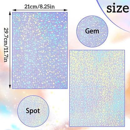 36 Sheets Holographic Sticker Paper Clear A4 Vinyl Sticker Paper Self Adhesive - Image 2