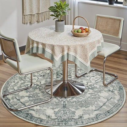 Lahome Round Rug 4ft, Soft Rug for Bedroom Machine Washable Office Circle Rug - Image 3