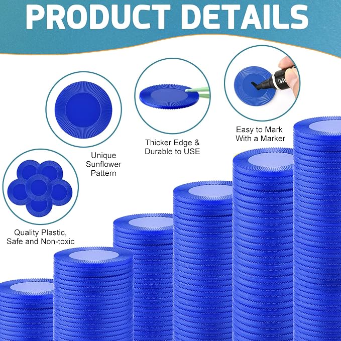 Coopay 500 Pieces Plastic Poker Chips, 1 Inch Bingo Chips Bulk Learning - Image 3
