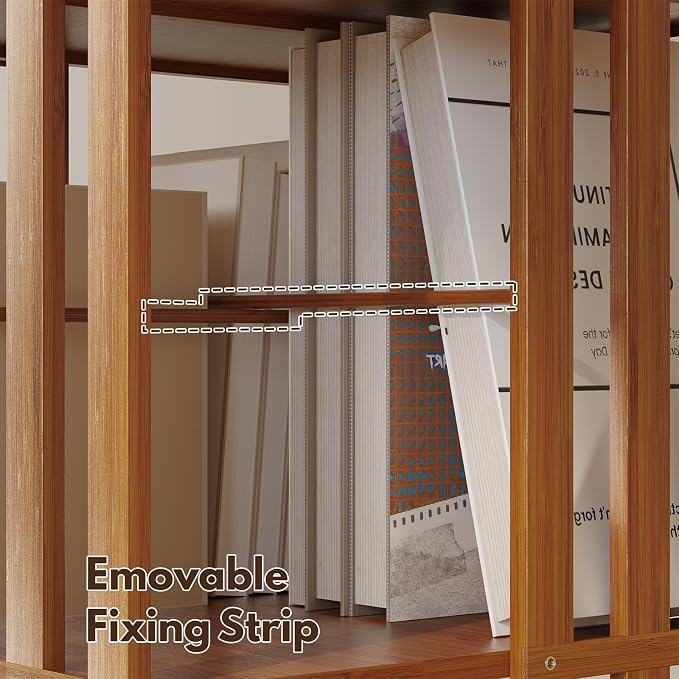 YOWOS Rotating Bookshelf Tower, 360 Display Spinning Bookcase, Bamboo Bookshelf - Image 7