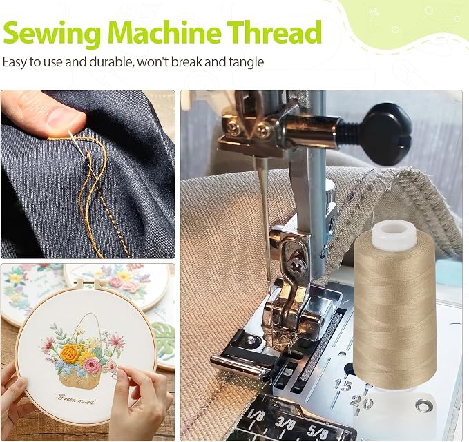 Serger Thread 4 Cones 3000 Yards Each Spool All Purpose Polyester Thread 40S/2 - Image 6