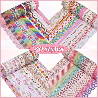 Washi Tape Set - 40 Rolls of 1.5cm Wide Decorative and Craft Tape - Image 4