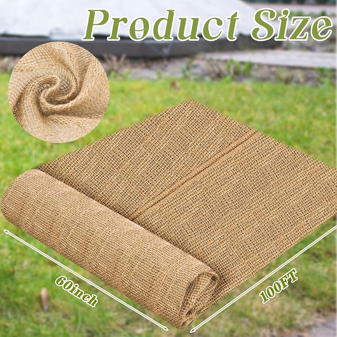 Buryeah 60 Inch x 100 ft Burlap Fabrics Roll Natural Jute Burlap Tree Wraps - Image 2