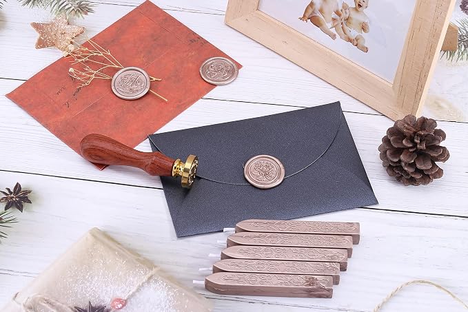 Yoption 5 Pieces Sealing Wax Sticks, Antique Champagne Gold Totem Fire - Image 4