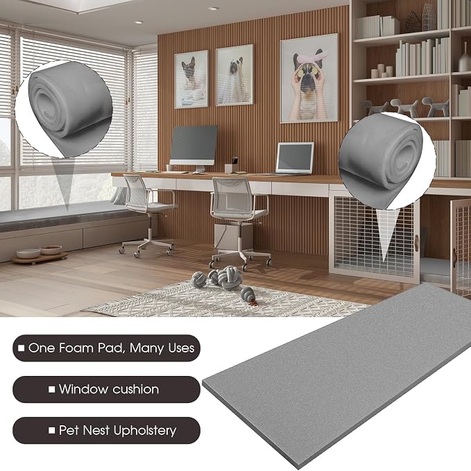 Amylove Polyurethane Foam 24" x 72" High Density Cushion Upholstery Foam Sheet - Image 5