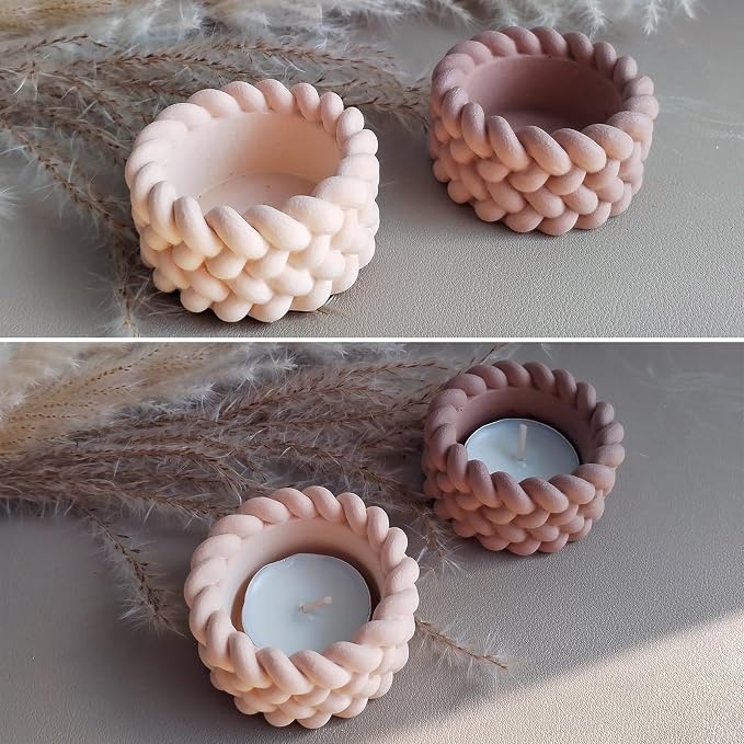 Wehous 2PCS Knot Shape Tealight Holder Mold, Unique 3D Candle Holder Silicone - Image 4