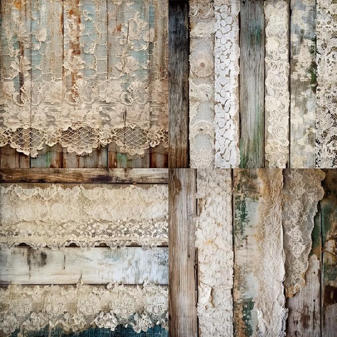 Vintage Lace & Wood Scrapbook Paper Pad 6x6, Single-Sided, 12 Designs, 24 Sheets - Image 3