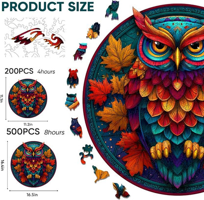 Wooden Puzzles for Adults, Colorful Owl Puzzles 500 Pieces, Unique Shaped - Image 2