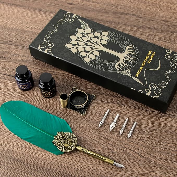 Quill pen ink set, Feather Pen and Ink Set, Antique Calligraphy Pen - Image 3