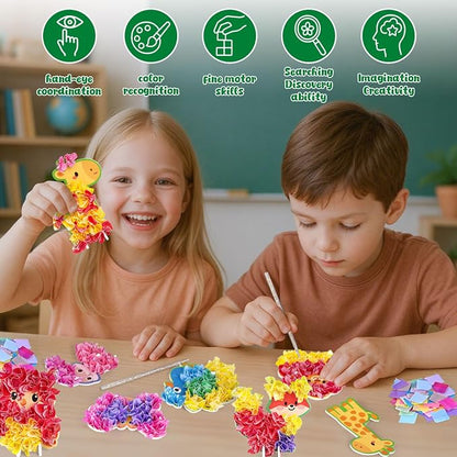 3 otters Poke in Art Kits, Kids Art Set Animal DIY Crafts Toys - Image 3