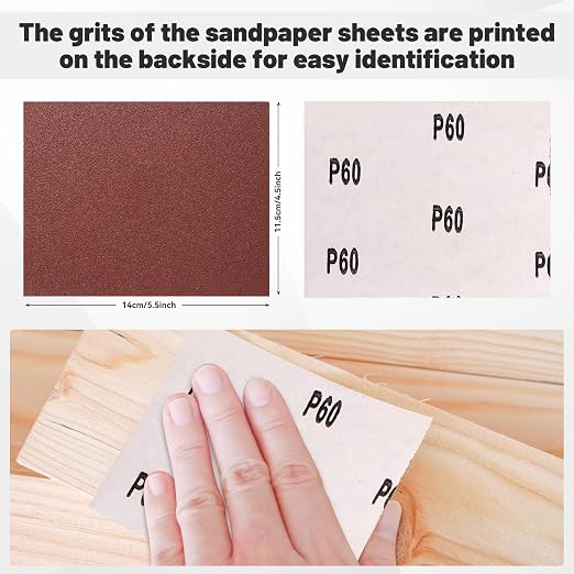 1/4 Sandpaper Sheet, 4-1/2"*5-1/2" Assorted 60-80-120-180-240 - Image 4