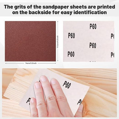 1/4 Sandpaper Sheet, 4-1/2"*5-1/2" Assorted120-180-240 - Image 4