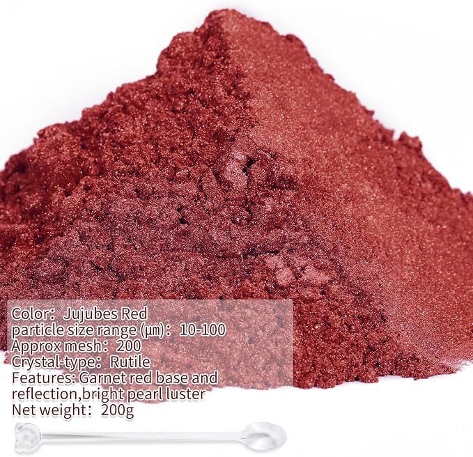 Mica Powder, 7.05OZ（200g）, Jujubes Red Mica Powder Pigment - Image 2