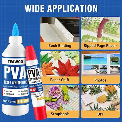 Book Repair & Binding Glue Kit – 8.5 Oz + 2×1.35 Oz Acid-Free PVA Adhesive – - Image 8