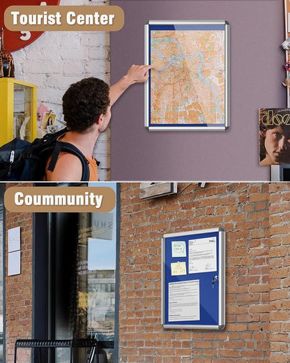 26"x20" Enclosed Bulletin Board, Lockable Weather-Resistant Aluminum Cork - Image 8