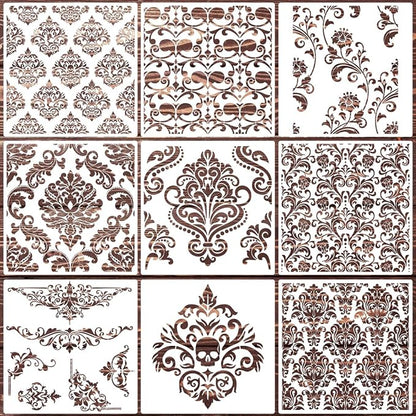 Damask Stencils for Walls 12inch Damask Stencil Large Texture Stencils Mixed by zosylley