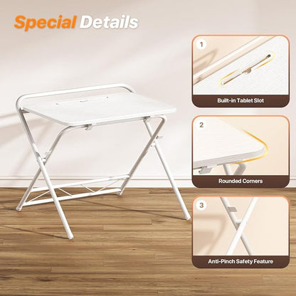 Huuger Folding Desk with 3-Level Adjustable Height and Tablet Slot, 24 Inch - Image 9