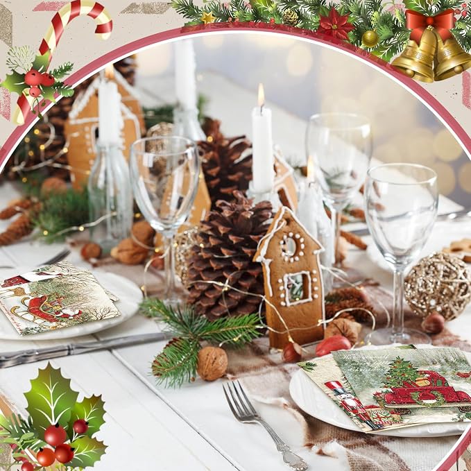 Janlaugh 200 Pcs Christmas Cocktail Napkins Disposable Nutcracker Paper Napkins - Image 7