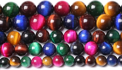 32pcs 12mm AAA Natural Colorful Tiger Eye Stone Beads Gemstone Round Spacer - Image 3