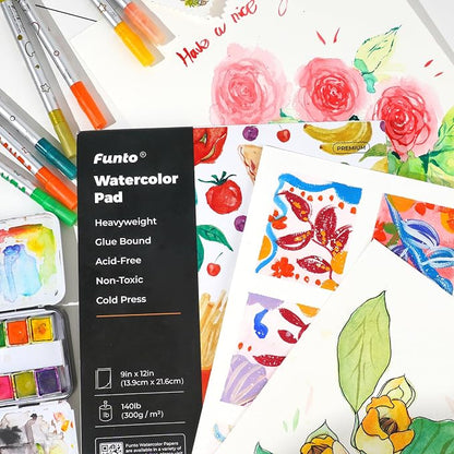 Funto Watercolor Paper Pads, 140lb/300gsm, 30 Sheets Each, Cold Pressed - Image 6