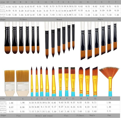 32 pcs Paint Brushes Set for Acrylic Painting, Watercolor, - Image 2