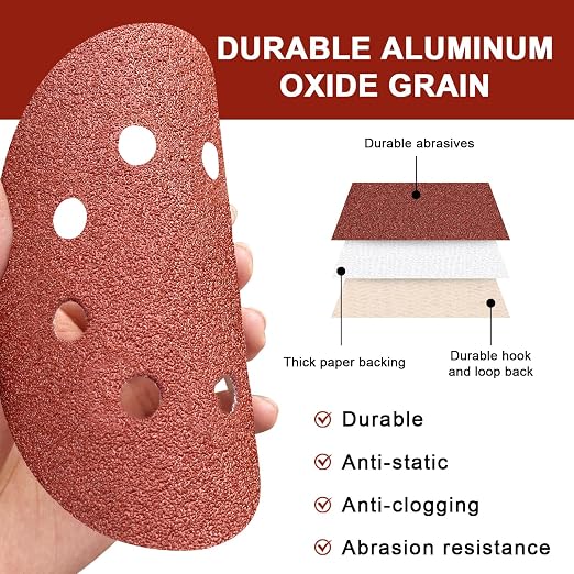 120 PCS 5 Inch Sanding Discs 40 Grit, 8 Hole Aluminum Oxide Hook and Loop Round - Image 4