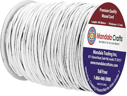 Mandala Crafts 1.5mm 109 Yards White Cotton Waxed Cord - Image 2