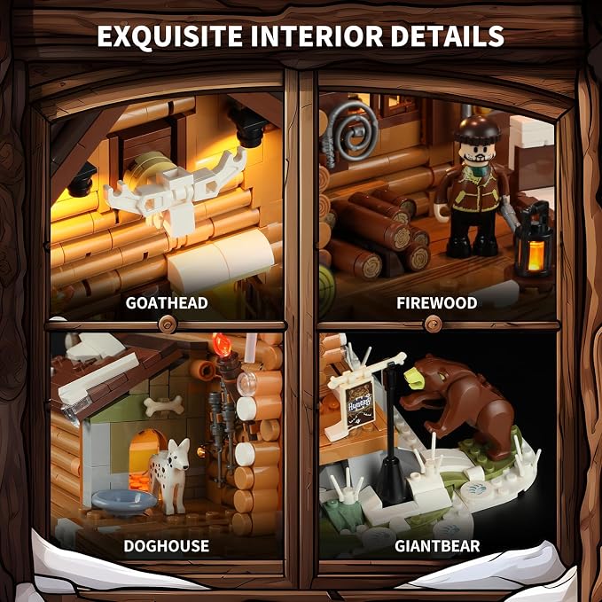 FUNWHOLE Hunting-Cabin Lighting Building-Bricks Set - Image 3